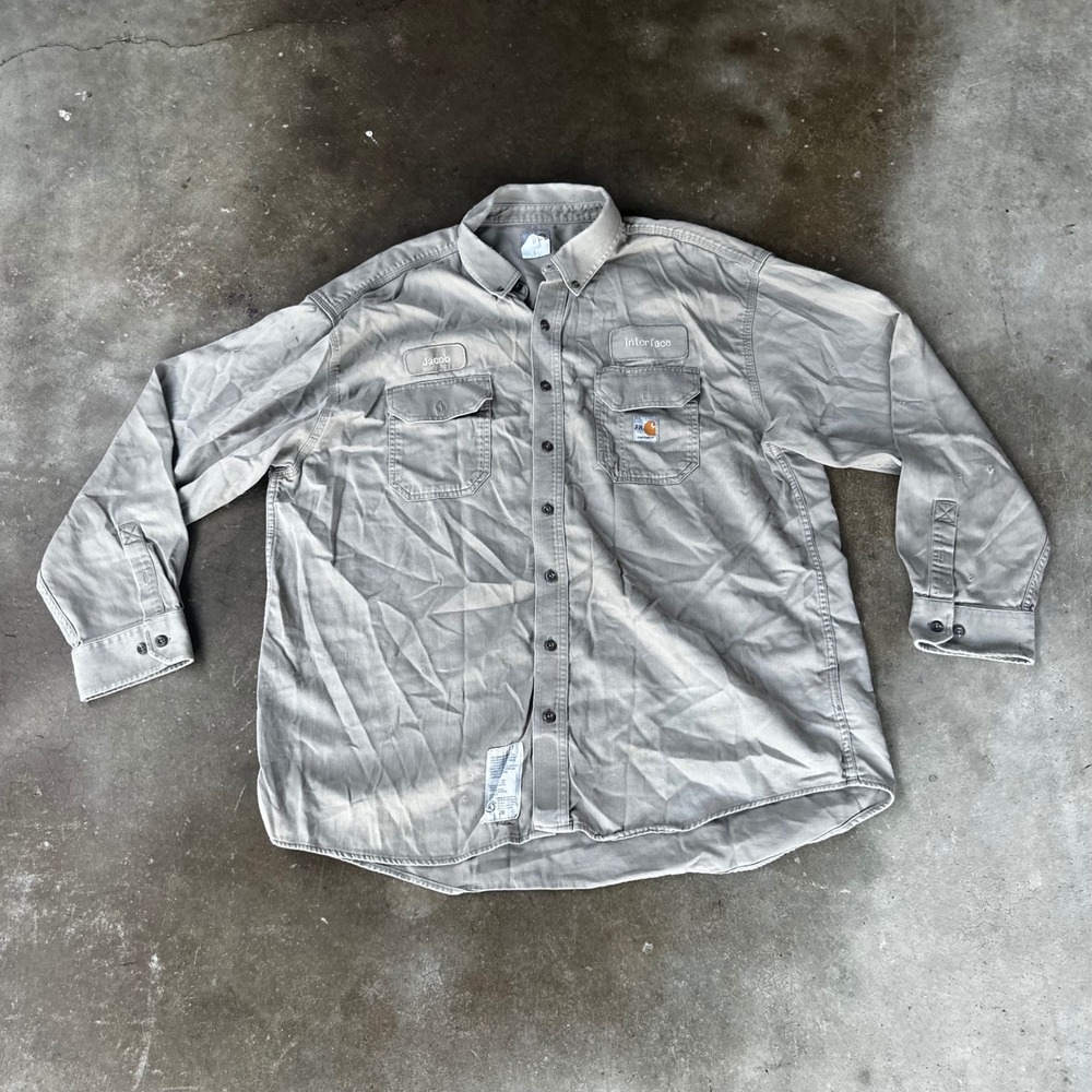 Carhartt FR Work Shirt Mens 2XL Gray Fair Flame Resistant Patch Utility 294-62 - Picture 1 of 9